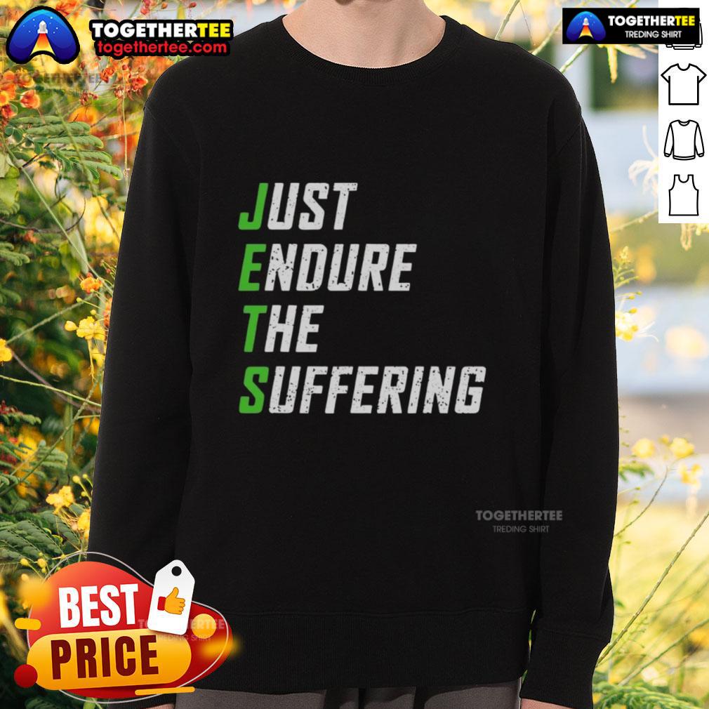Cozy 'Just Endure The Suffering' sweatshirt featuring motivational text, perfect for workouts or casual wear.