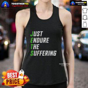 Top Just Endure The Suffering Tank Top in black, featuring motivational text design for fitness enthusiasts.
