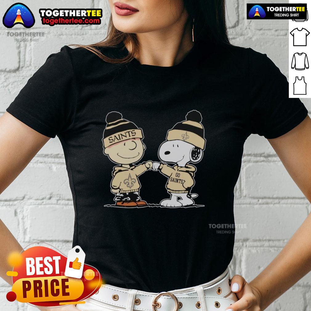 Top New Orleans Saints Snoopy and Charlie Brown Best Friends ladies tee featuring vibrant graphics and team colors.