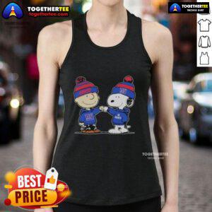 New York Giants Snoopy and Charlie Brown best friends tank top featuring vibrant graphics and team colors.