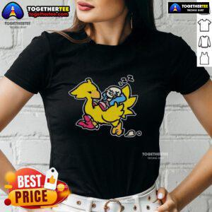 Top Sans and Chocobo Ladies Tee featuring vibrant graphics, perfect for fans of gaming and stylish casual wear.