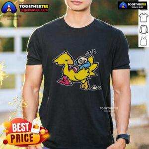 Top Sans and Chocobo T-Shirt featuring vibrant graphics of Sans from Undertale and a Chocobo from Final Fantasy.