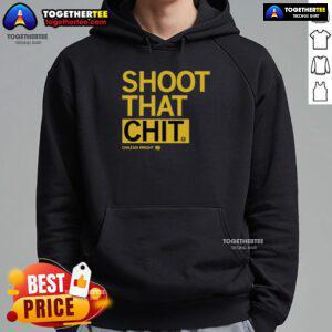 Awesome Chazadi Wright Shoot That Chit Hoodie displayed on a model, showcasing vibrant colors and trendy streetwear style.