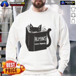 Alt Text: Awesome Humans User Manual for Cats Remix Sweatshirt featuring playful cat graphics and vibrant colors.