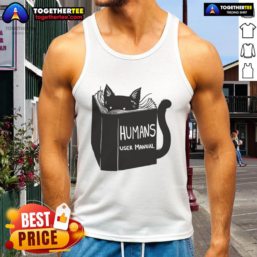 Awesome Humans User Manual for Cats Remix Tank Top featuring a playful cat design, perfect for cat lovers.