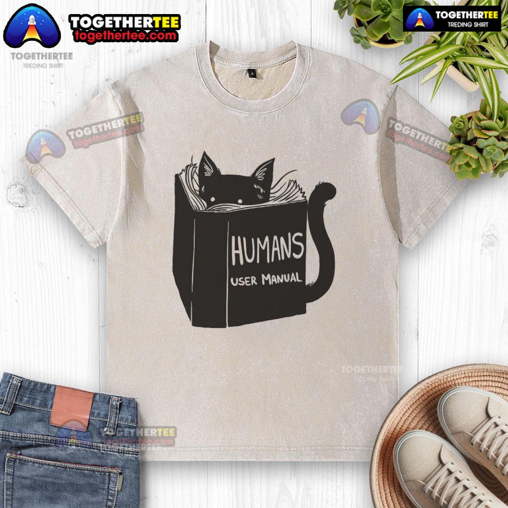 Awesome Humans User Manual for Cats Remix washed t-shirt featuring playful cat graphics and vibrant colors.