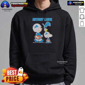 Detroit Lions hoodie featuring Snoopy and Charlie Brown, perfect for fans of the Nice Detroit Lions collection.