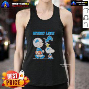 Detroit Lions tank top featuring Snoopy and Charlie Brown, perfect for fans of the Nice Detroit Lions collection.