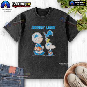Detroit Lions X Snoopy and Charlie Brown washed t-shirt featuring a stylish design for fans of the Detroit Lions.