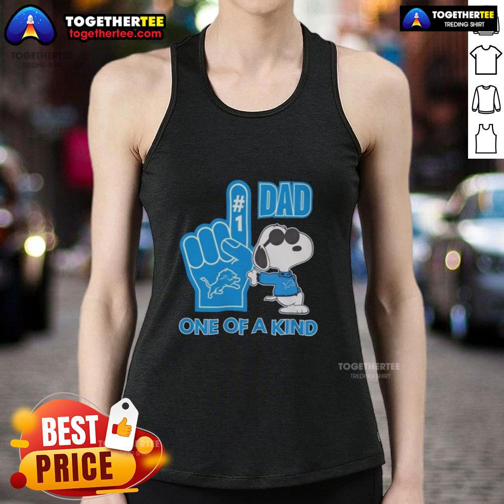 Nice Detroit Lions X Snoopy Dad one-of-a-kind tank top featuring playful Snoopy design for sports fans.