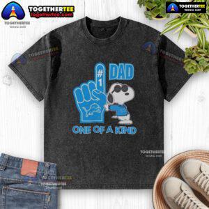 Alt Text: Unique Nice Detroit Lions X Snoopy Dad washed t-shirt featuring vibrant graphics and a comfortable fit. Perfect for fans!