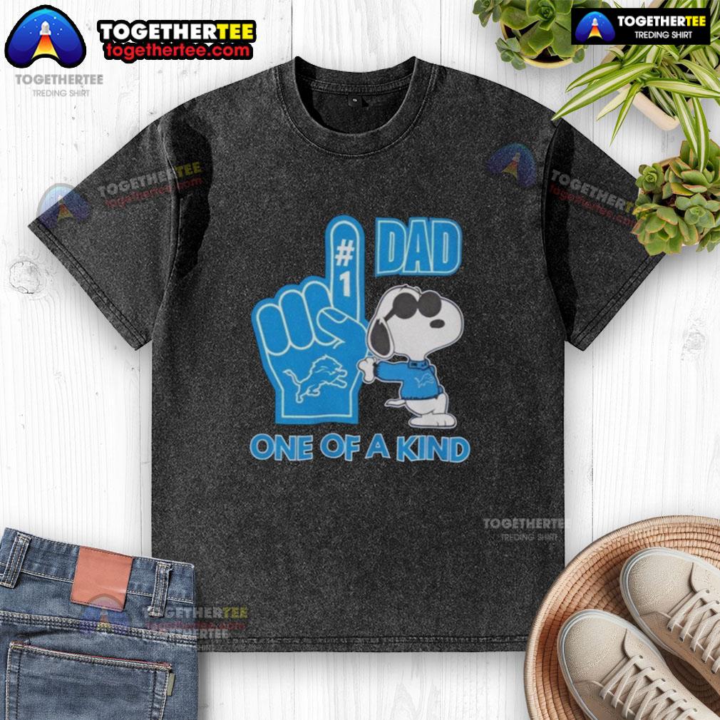 Alt Text: Unique Nice Detroit Lions X Snoopy Dad washed t-shirt featuring vibrant graphics and a comfortable fit. Perfect for fans!