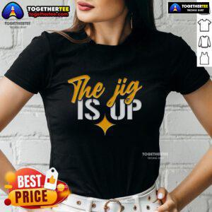 Nice The Jig Is Up Pittsburgh Steelers Ladies Tee featuring vibrant team colors and stylish design for female fans.