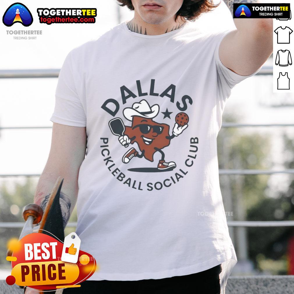 Alt Text: Official Dallas Pickleball Social Club T-Shirt featuring vibrant design and club logo for pickleball enthusiasts.