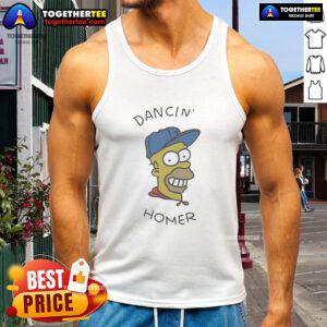 Official Dancin Homer Big Head Tank Top featuring vibrant graphics of Homer Simpson dancing in a fun design.