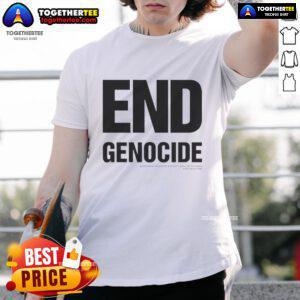 Official End Genocide Katharine Hamnett T-Shirt featuring bold graphics and eco-friendly fabric in a stylish design.