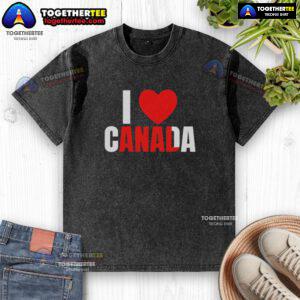 Official I Love Canada Anal Washed T-Shirt featuring a vibrant Canada flag design, perfect for proud Canadians.