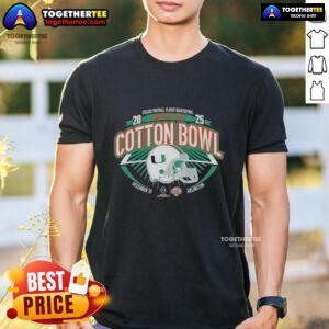 Alt Text: Official Miami Hurricanes Orange T-Shirt for 2025 College Football Playoff Goodyear Cotton Bowl Quarterfinals.