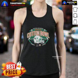 Miami Hurricanes Orange 2025 College Football Playoff Cotton Bowl tank top featuring team logo and vibrant design.