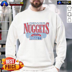 Vintage Denver Nuggets NBA hardwood logo sweatshirt showcasing official team colors and classic design.