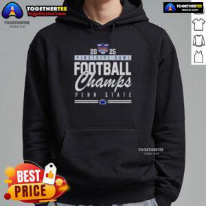 Official Penn State Nittany Lions Pinstripe Bowl Champions 2025 hoodie showcasing team logo and championship design.
