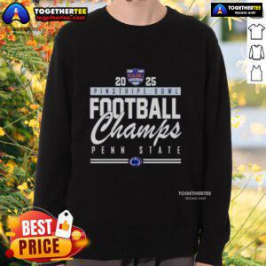 Official Penn State Nittany Lions Pinstripe Bowl Champions 2025 Sweatshirt featuring team logo and vibrant colors.