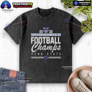 Official Penn State Nittany Lions Pinstripe Bowl Champions 2025 washed t-shirt featuring team logo and championship design.