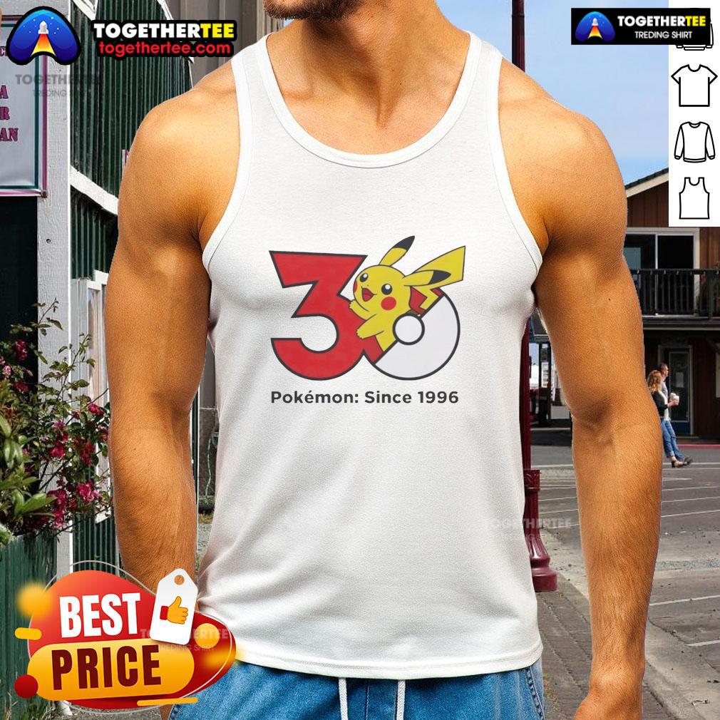 Official Pokmon 30th Anniversary 1996 tank top featuring vibrant graphics celebrating the iconic franchise.