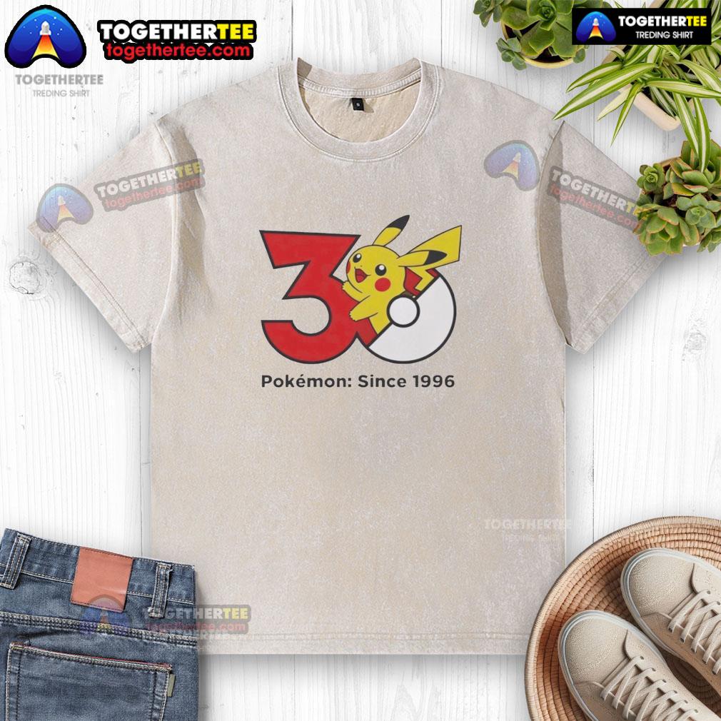 Official Pokmon 30th Anniversary 1996 washed t-shirt featuring classic Pokmon designs in vibrant colors.