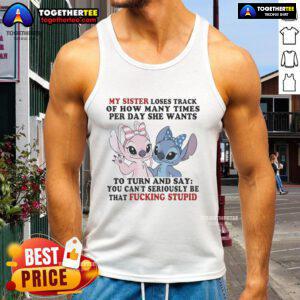 Official Stitch and Angel tank top for sisters, featuring fun design and vibrant colors, perfect for everyday wear.