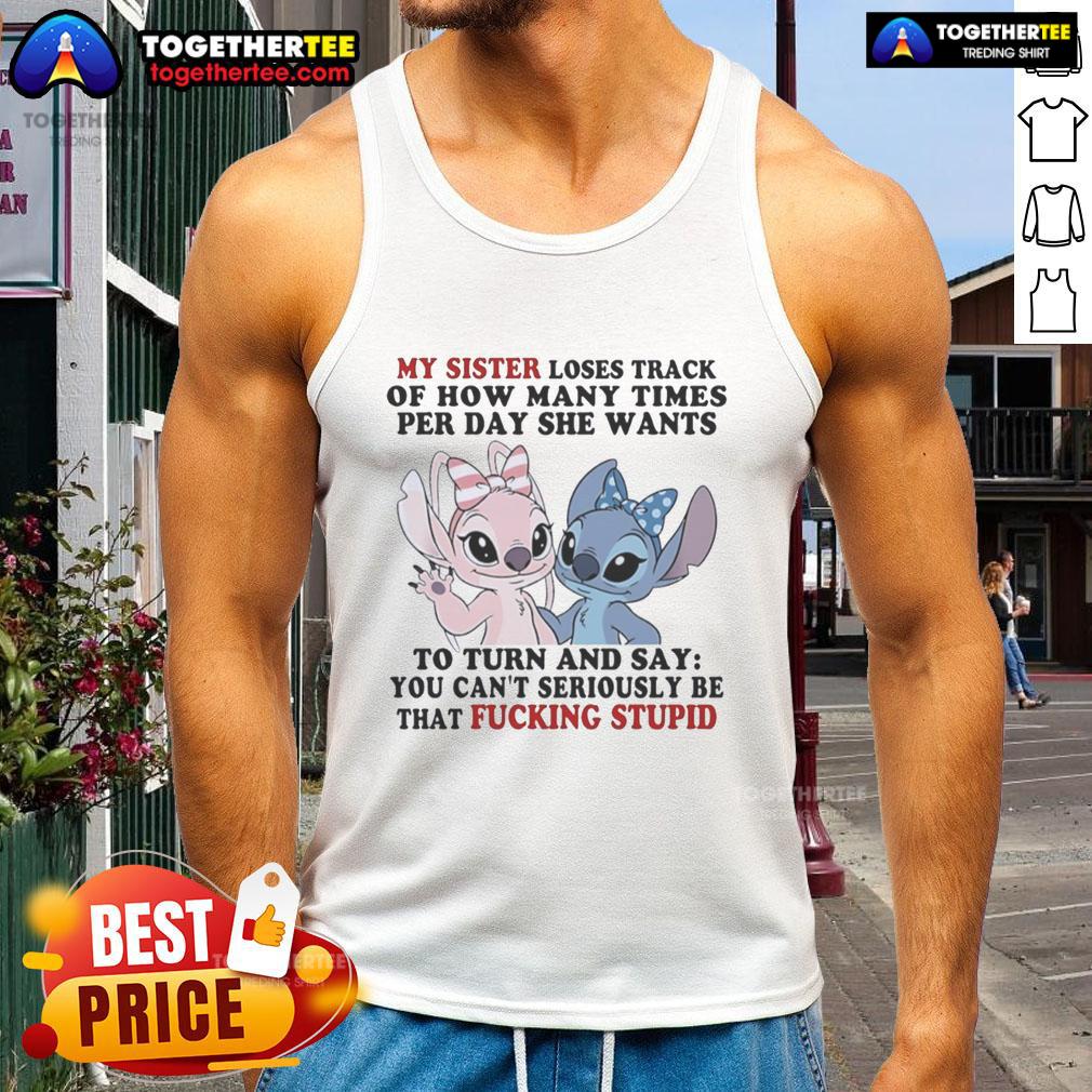 Official Stitch and Angel tank top for sisters, featuring fun design and vibrant colors, perfect for everyday wear.