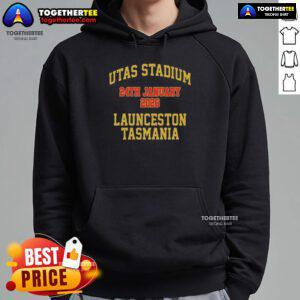 Alt Text: Original Foo Fighters hoodie from the concert on January 24, 2026, at Utas Stadium, featuring vibrant design.