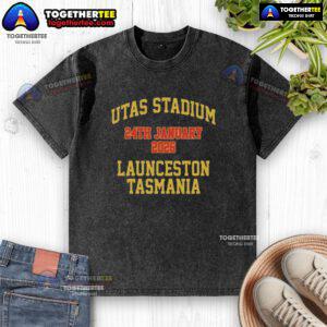 Alt Text: Original Foo Fighters washed t-shirt featuring the concert date 24th January 2026 at Utas Stadium.