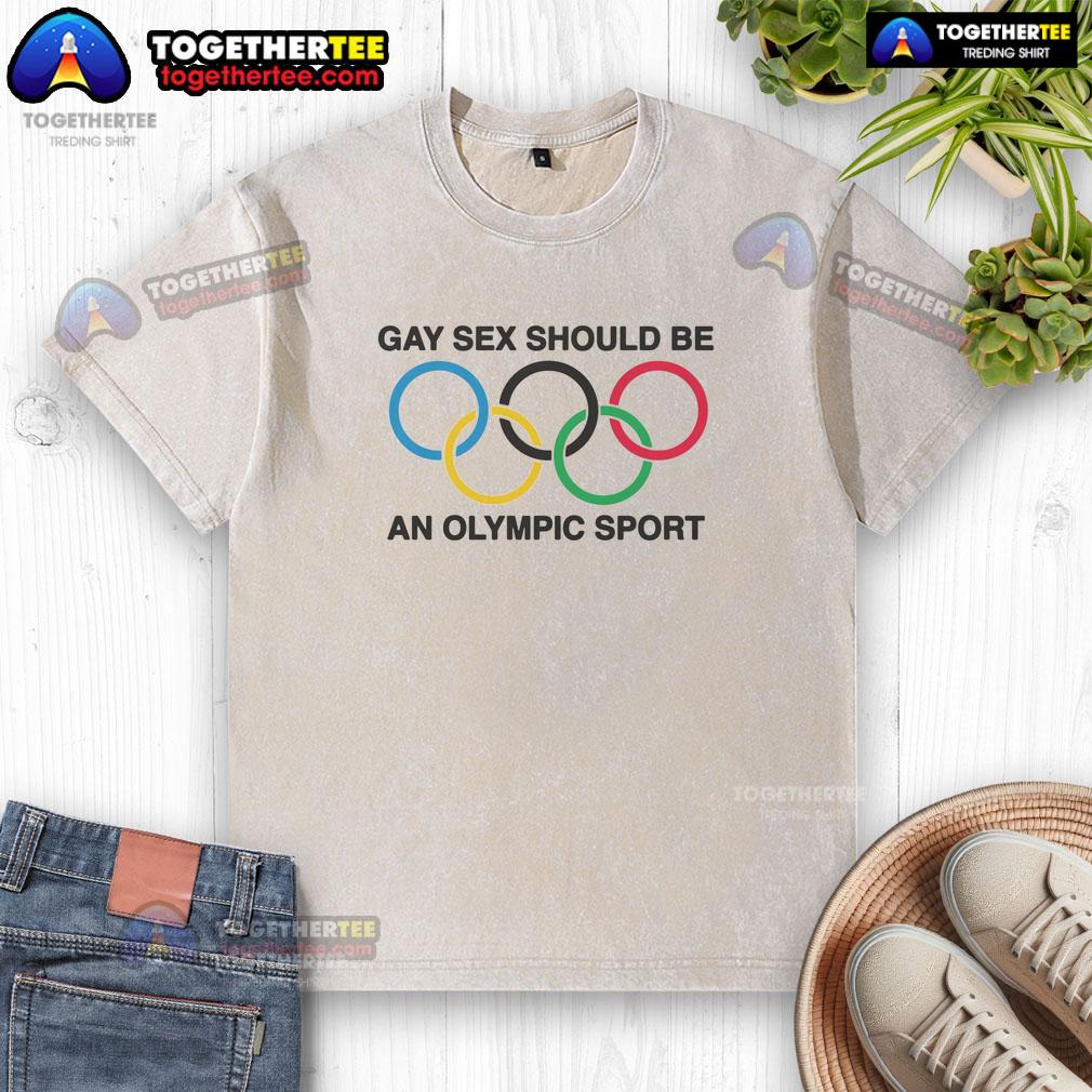 Original Gay Sex Should Be A Sport washed t-shirt design featuring bold text and vibrant colors for LGBTQ+ pride.