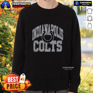 Alt Text: Premium Indianapolis Colts Arch Sweatshirt in navy blue, featuring the team logo and comfortable fleece design.