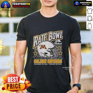 Alt Text: Premium Minnesota Golden Gophers 2025 Rate Bowl T-shirt featuring a helmet design, perfect for fans in Phoenix, Arizona.