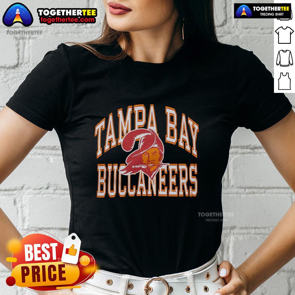 Premium Tampa Bay Buccaneers Arch Ladies Tee featuring team logo and stylish design for female fans.