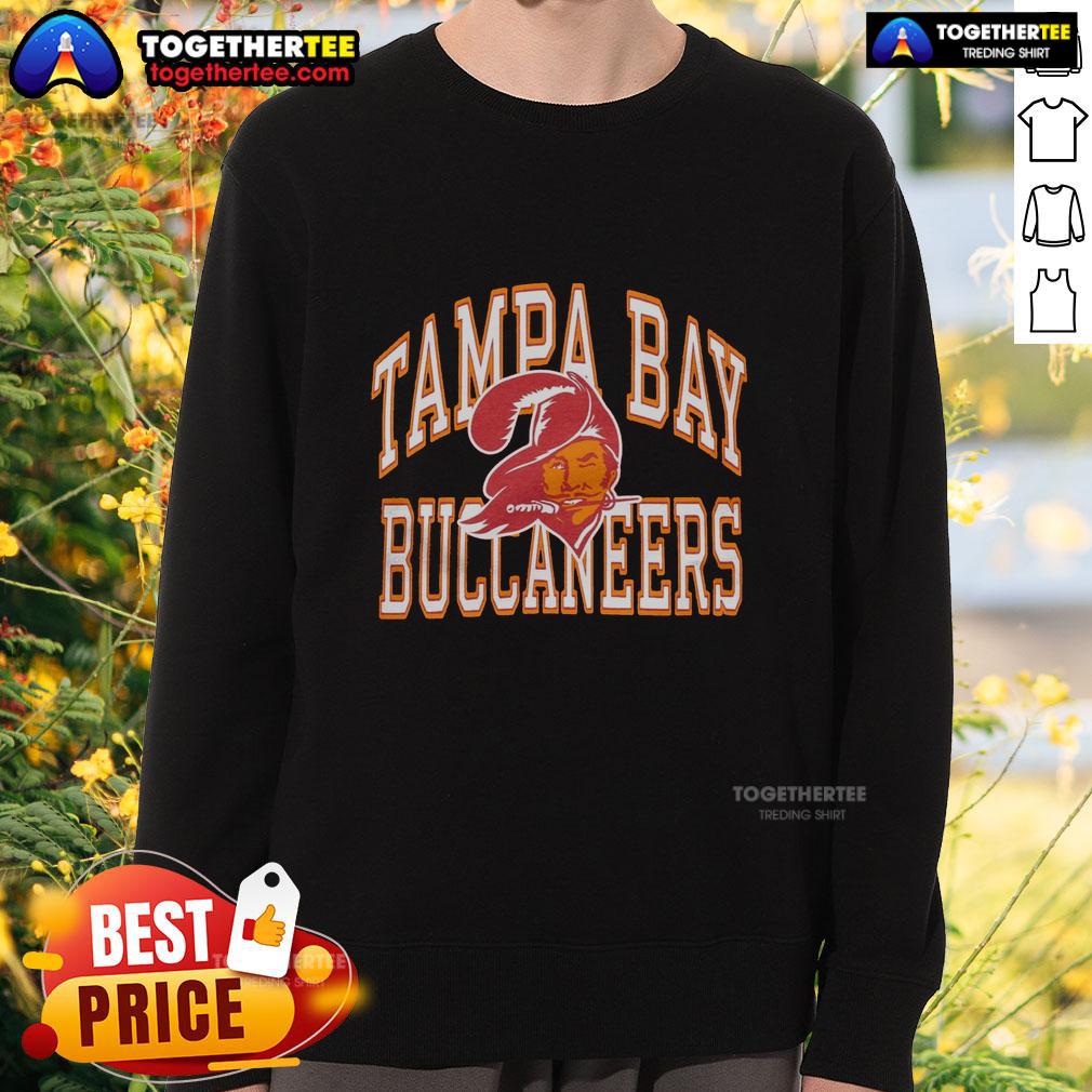 Premium Tampa Bay Buccaneers Arch Sweatshirt in red with logo, perfect for fans to show team spirit and stay warm.