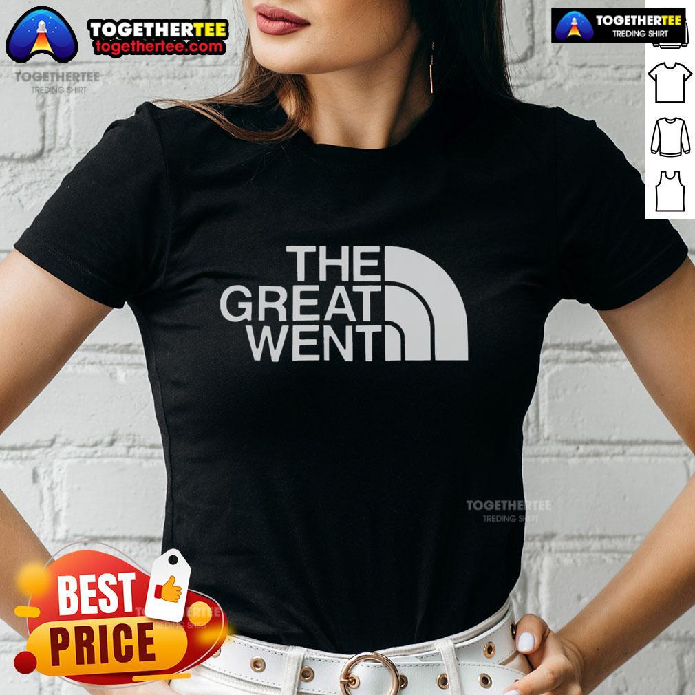 Alt Text: Premium The Great Went Phish Loring Air Force 1997 Ladies Tee featuring vibrant graphics and a comfortable fit.