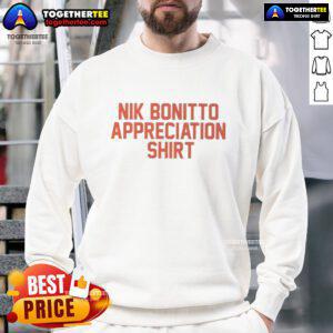 Pretty Denver Broncos football sweatshirt featuring Nik Bonitto appreciation letter design for fans and supporters.