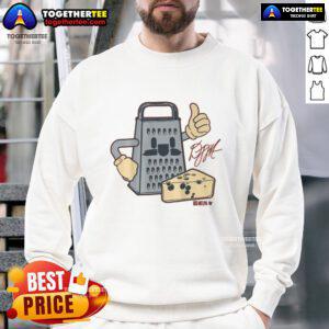 Alt Text: Stylish D.J. Moore Cheese Grater Sweatshirt featuring a unique design, perfect for fans and casual wear enthusiasts.