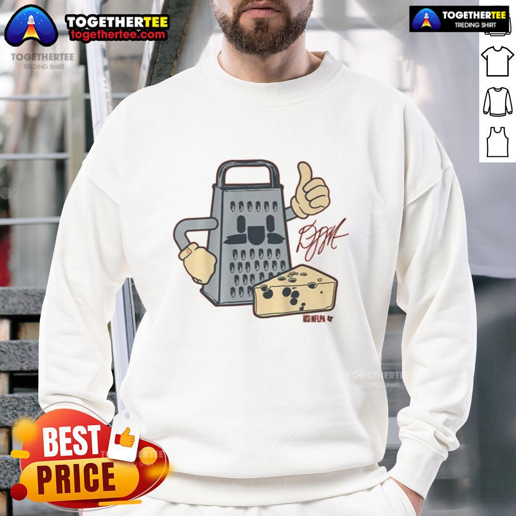 Alt Text: Stylish D.J. Moore Cheese Grater Sweatshirt featuring a unique design, perfect for fans and casual wear enthusiasts.