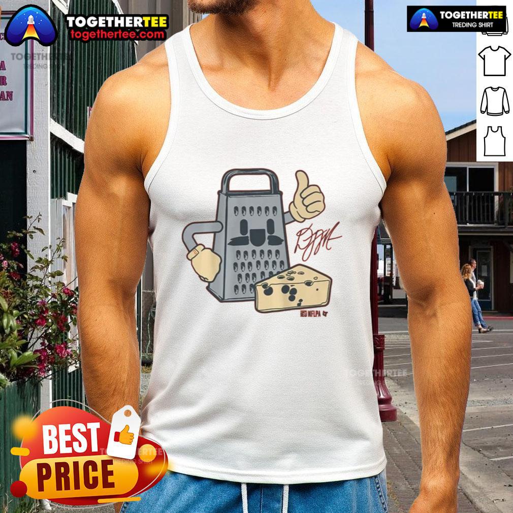 Stylish D.J. Moore cheese grater tank top design featuring vibrant graphics and a comfortable fit for fans.