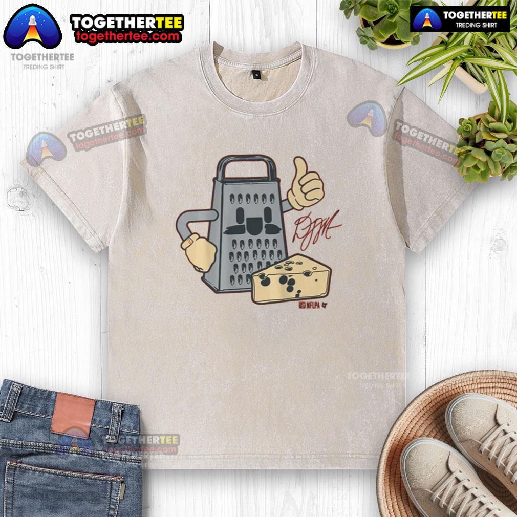 Alt Text: Top D.J. Moore cheese grater washed t-shirt featuring a stylish design perfect for fans and casual wear.