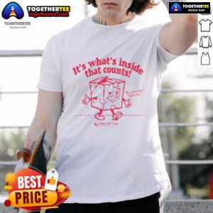 Alt Text: Top It's What's Inside That Counts Bidfta T-Shirt featuring a stylish design and motivational message.