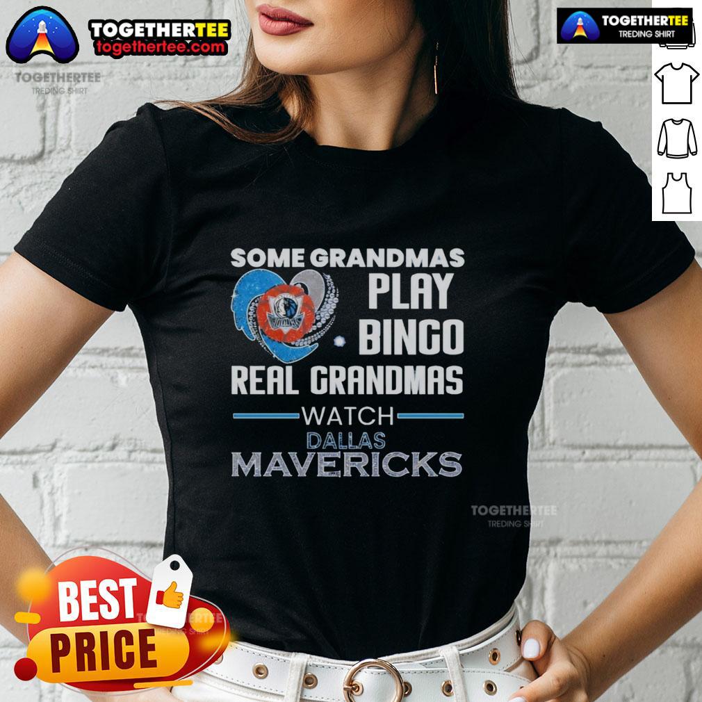 Grandmas enjoying bingo while wearing Dallas Mavericks ladies tee, showcasing fun and team spirit.