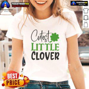 Official Cutest Little Clover Ladies Tee with a playful clover design, perfect for casual wear and st. patrick's day.