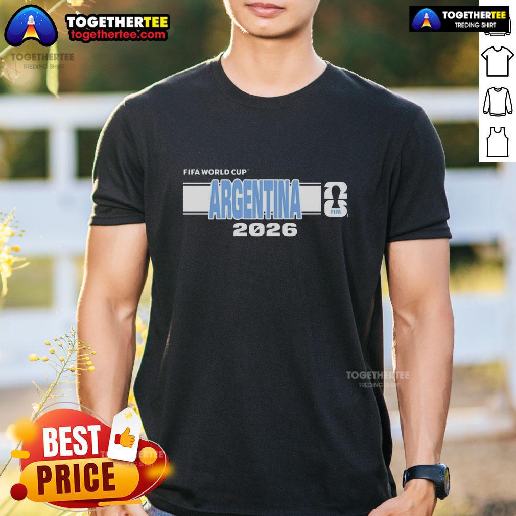 Alt Text: Nice Argentina FIFA 2026 World Cup T-Shirt featuring vibrant colors and team logo, perfect for fans.