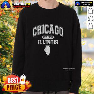 Nice Chicago Illinois Est 1837 varsity sweatshirt featuring vintage design and comfortable fit for stylish wear.