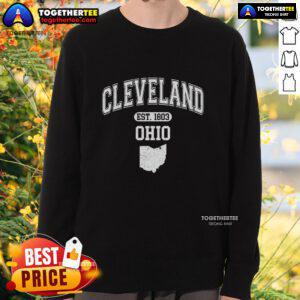 Alt Text: Stylish Nice Cleveland Ohio Est 1803 varsity sweatshirt featuring a classic design and comfortable fit.
